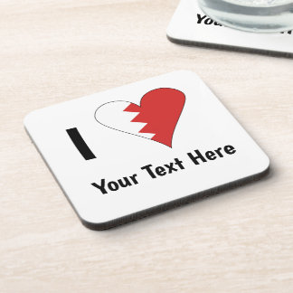 I (Bahraini Flag Heart Love) Your Text Coaster