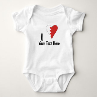 I (Bahraini Heart Flag) Personalized Baby Bodysuit