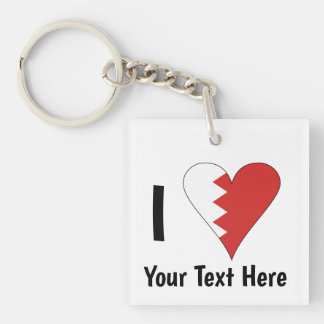 I (Bahraini Heart Flag) Personalized Keychain