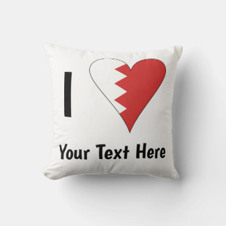 I (Bahraini Heart Flag) Personalized Throw Pillow
