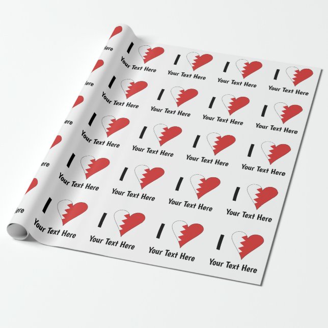 I (Bahraini Heart Flag) Personalized  Wrapping Paper (Unrolled)