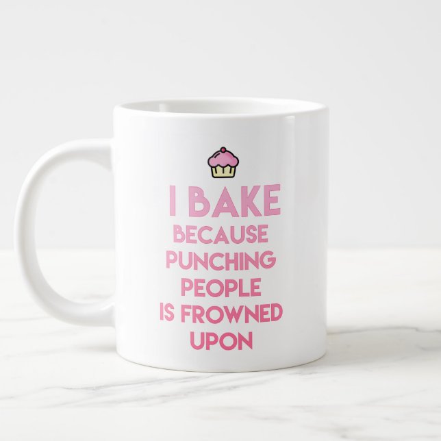 I bake! Funny Baking Quote Large Coffee Mug (Left)