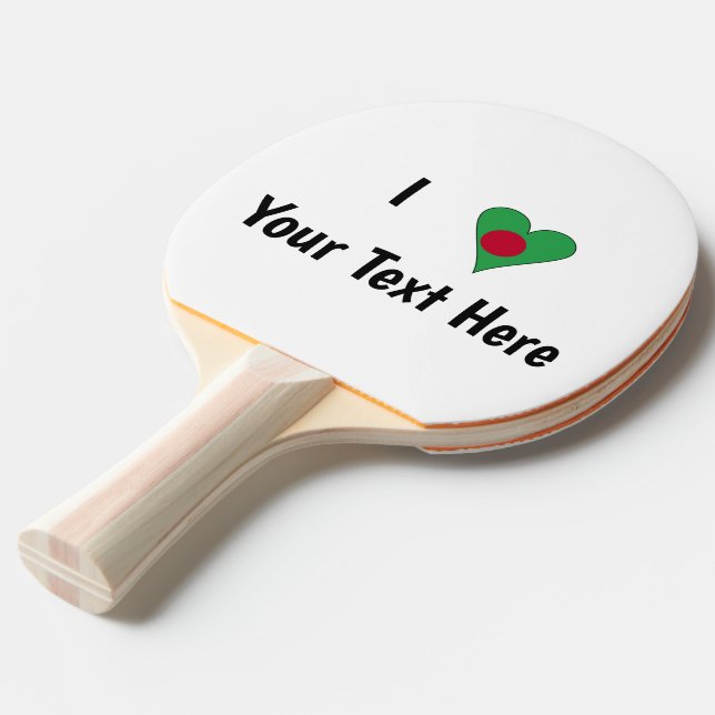 I (Bangladeshi Heart Flag Love) Personalized Ping Pong Paddle (Front Angle)