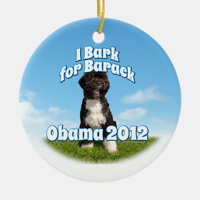 I Bark for Barack, Bo the First Dog Obama Ceramic Ornament (Front)