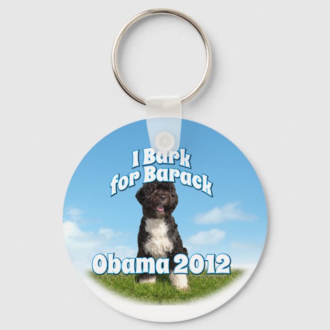 I Bark for Barack, Bo the First Dog Obama Keychain (Front)