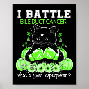 I Battle Bile Duct Cancer Awareness Fun Cat  Poster