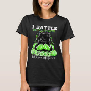I Battle Bile Duct Cancer Awareness Fun Cat  T-Shirt