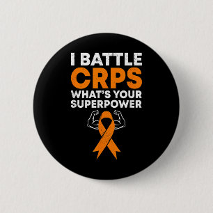I Battle Crps Awareness Orange Ribbon Warrior Figh 2 Inch Round Button