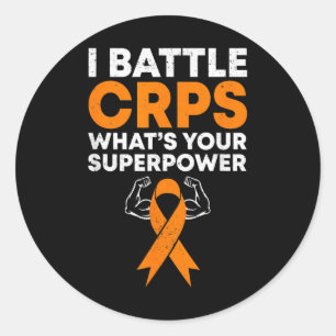I Battle CRPS Awareness Orange Ribbon Warrior Figh Classic Round Sticker
