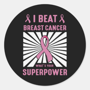 I Beat Breast Cancer Survivor Superpower Pride Classic Round Sticker