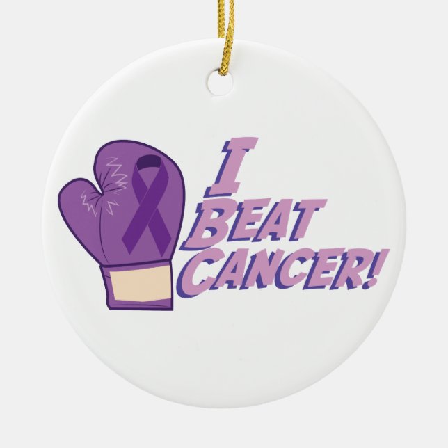 I Beat Cancer Ceramic Ornament (Front)