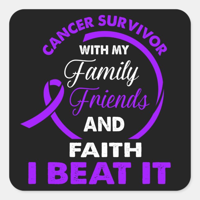 I Beat It Pancreatic Cancer Survivor Square Sticker (Front)