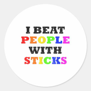 I Beat People With Sticks Joystick Joy Stick Gayme Classic Round Sticker