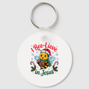 I Bee-lieve In Jesus Gospel Kids Christian Christm Keychain