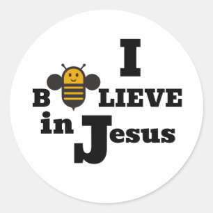 I Bee-lieve in Jesus Kids Christian Classic Round Sticker
