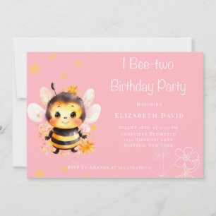 I Bee-Two Girl Birthday Party Invitation
