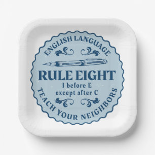 I before E except after C Rule Funny Paper Plate