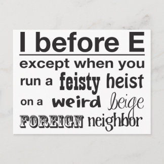 I before E Postcard
