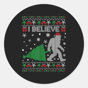 I Believe Big Foot Sasquatch Christmas  Classic Round Sticker