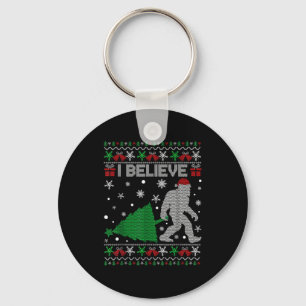 I Believe Big Foot Sasquatch Christmas Keychain