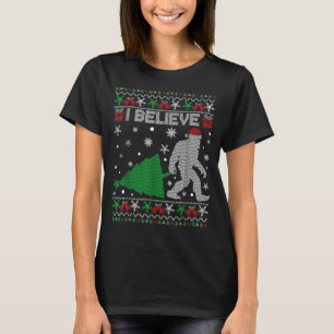 I Believe Big Foot Sasquatch Christmas  T-Shirt