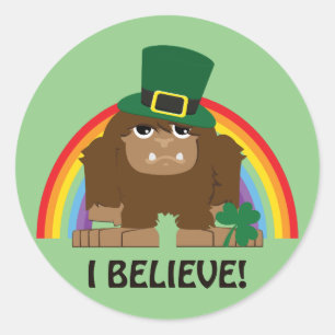 I Believe! Bigfoot Leprechaun Classic Round Sticker