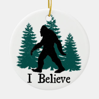 I Believe Bigfoot & Trees Ceramic Ornament
