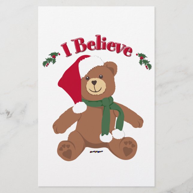 I Believe! Christmas Teddy Bear Stationery (Front)