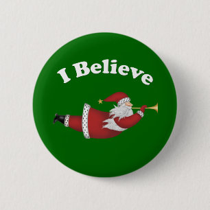 I Believe Flying Santa 2 Inch Round Button