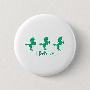I Believe Green Unicorn Design 2 Inch Round Button