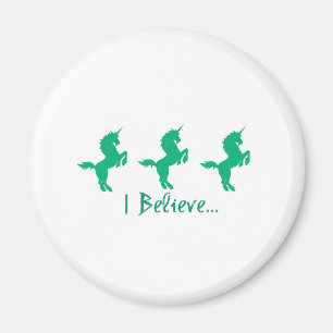 I Believe Green Unicorn Design Magnet