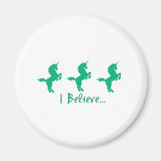 I Believe Green Unicorn Design Magnet