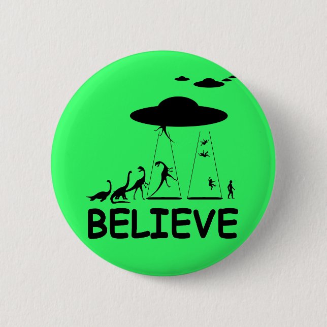 I believe in aliens 2 inch round button (Front)