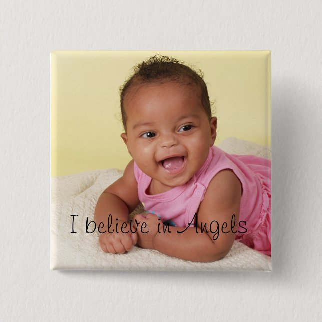 I believe in Angels 2 Inch Square Button (Front)