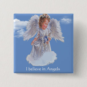 I believe in Angels 2 Inch Square Button