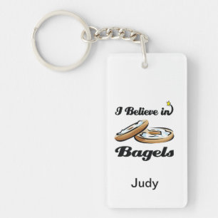 i believe in bagels keychain