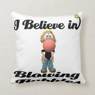 i believe in blowing gum bubbles throw pillow