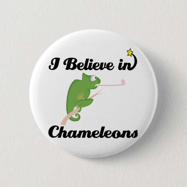 i believe in chameleons 2 inch round button (Front)