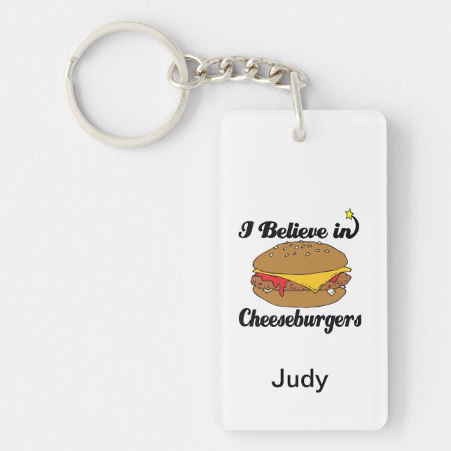 i believe in cheeseburgers keychain (Front)