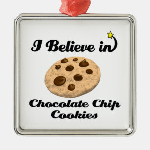i believe in chocolate chip cookies metal ornament