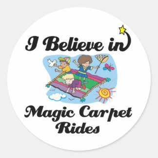 i believe in magic carpet rides classic round sticker