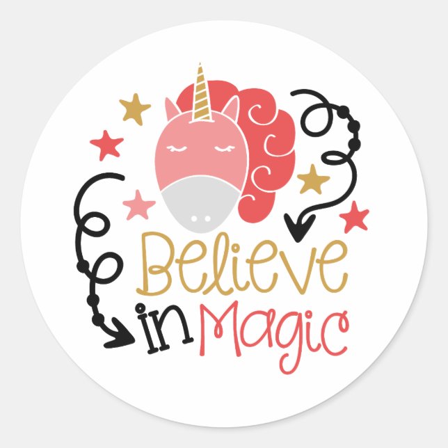 i Believe in Magic Unicorn  Classic Round Sticker (Front)