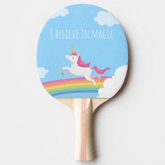 I believe in Magic Unicorn Rainbow Personalized Ping Pong Paddle