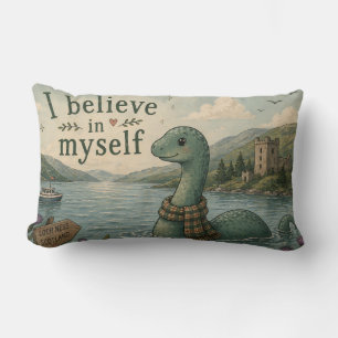 I believe in myself whimsical Loch Ness Monster Lumbar Pillow