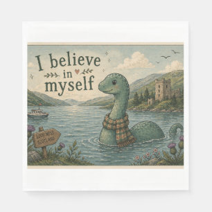 I believe in myself whimsical Loch Ness Monster Napkin