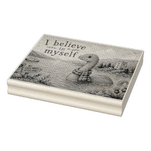 I believe in myself whimsical Loch Ness Monster Rubber Stamp