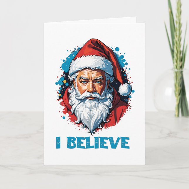 I Believe in Santa Claus Graffiti Style Design Holiday Card (Front)