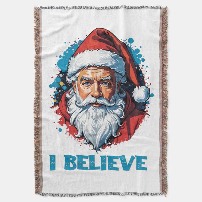 I Believe in Santa Claus Graffiti Style Design Throw Blanket (Front Vertical)