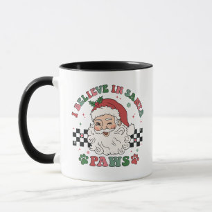 I Believe In Santa Paws Retro Christmas Dog Lover Mug