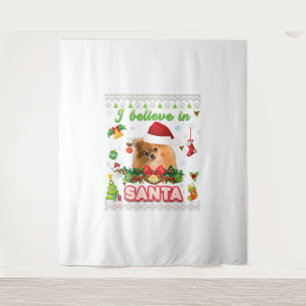 I Believe In Santa Pomeranian Dog Christmas Tapestry
